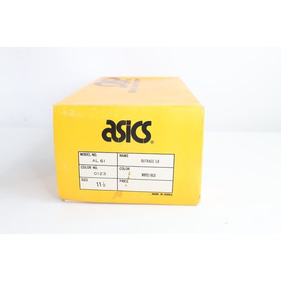 NOS Vintage 90s Asics Mens 11.5 Spell Out Outrage Lo Sneakers Shoes White Red main image 8